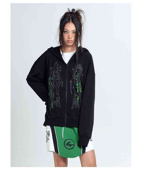 

women's sweaters y2k millennium hoodies mulheres goth pintados Ã mÃ£o impresso camisolas com capuz vintage harajuku punk all-match roupa, White;black