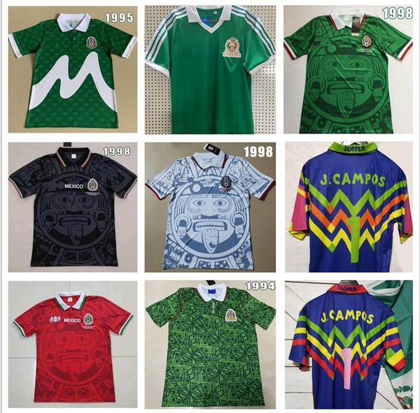 

1998 mexico verde pink multi-color jorge campos #1 goalkeeper zidane henry vintage camisetas jersey, Black;yellow