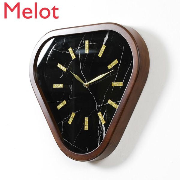 

chinese triangle wood wall clock living room creative style wall-mounted ultra-quiet clocks