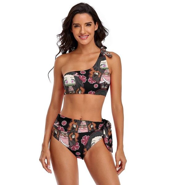 

one-piece suits demon slayer bikini swimsuit high leg novelty swimwear surf teen fashion two piece bathing suit