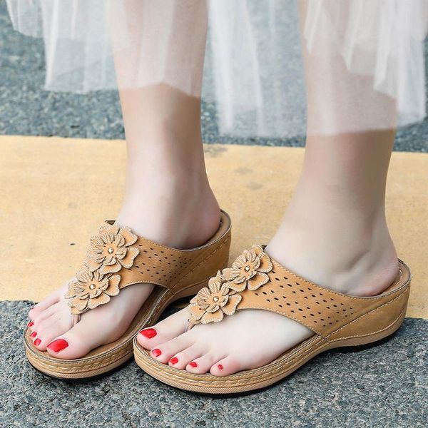 

slippers women slides outdoor flip flops for woman 2021 casual floral pure color open toe slipper wedge shoes #g2, Black
