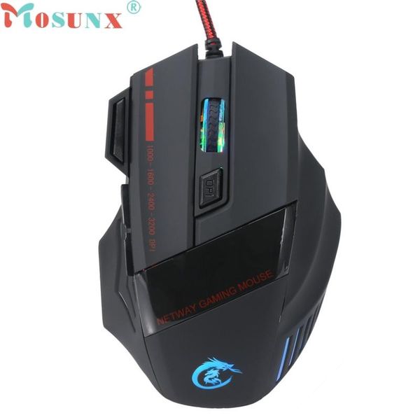 

mosunx 3200 dpi 7d led optical usb wired pro game mouse for pc lapgaming mice