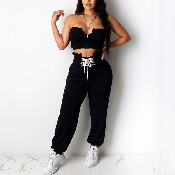 

women's tracksuits summer outfits crop set women track suit two piece zip casual sweat suits strapless 2 pieces, Gray