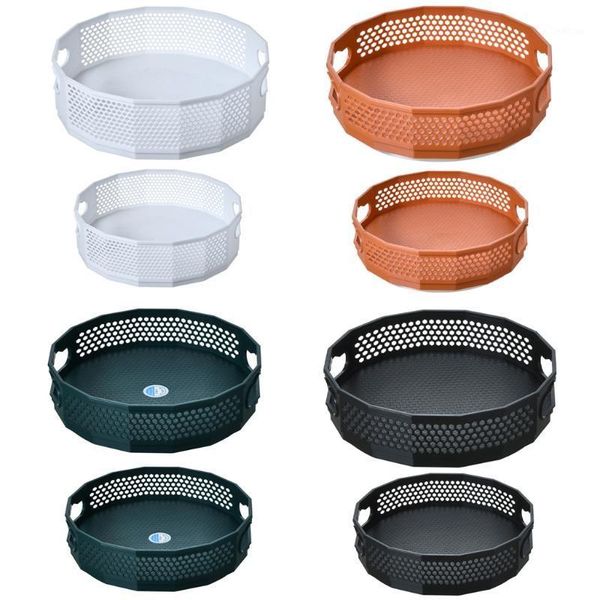 

storage bottles & jars 2pcs kitchen turntable basket box rotating non-slip plastic spice rack spinning tray organizer with handles