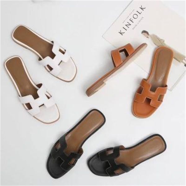 

h famous designer brand slippers natural leather ladies sandals fashion flat shoes size 60% off store online, Black