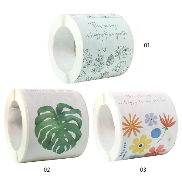 

gift wrap seal label stickers roll colorful floral thank you box sealing labels