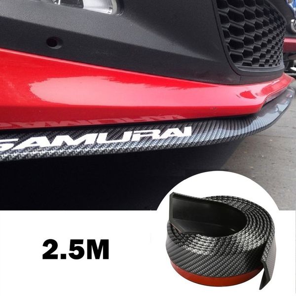 

2.5m car universal front bumper lip protector separator body kit spoiler bumper car door bumper carbon fiber rubber trim strip