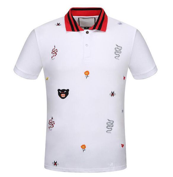 

2021summer classic men's casual polo shirt short sleeve medusas t-shirt floral embroidered down collar design m-3xl, White;black