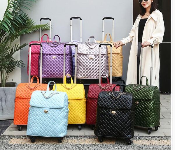 

travel rolling bag for women pu baggage wheeled luggage cabin trolley on wheels suitcase duffel bags