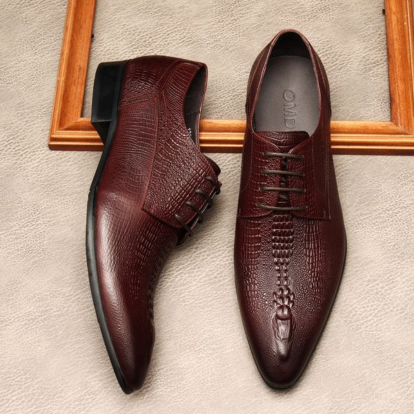 

Leather Formal Italian Design Shoes For Men Pointed Toe Genuine Leather Lace Up Wedding Business Shoes Black Oxford Dress Shoes