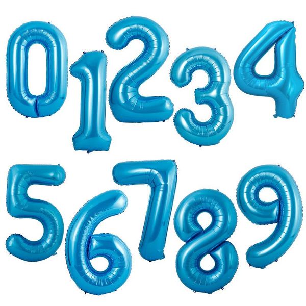 

party decoration 1pc 40inch number aluminum foil balloons blue digit figure balloon kid toys child birthday wedding decor supplies