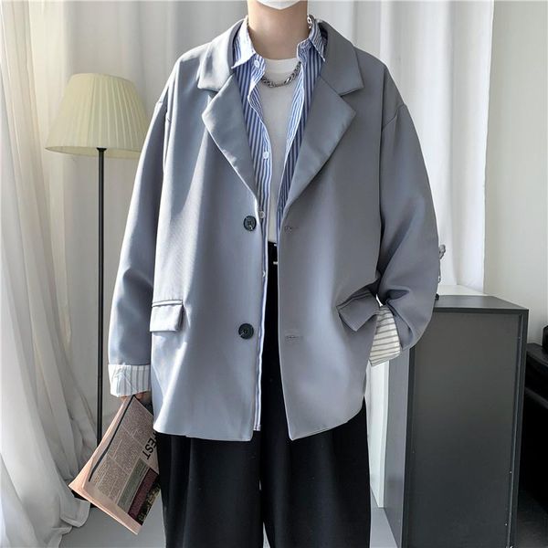 

men's suits & blazers autumn solid color formal blazer fashion business society mens suit jacket korean loose casual dress men m-2xl, White;black