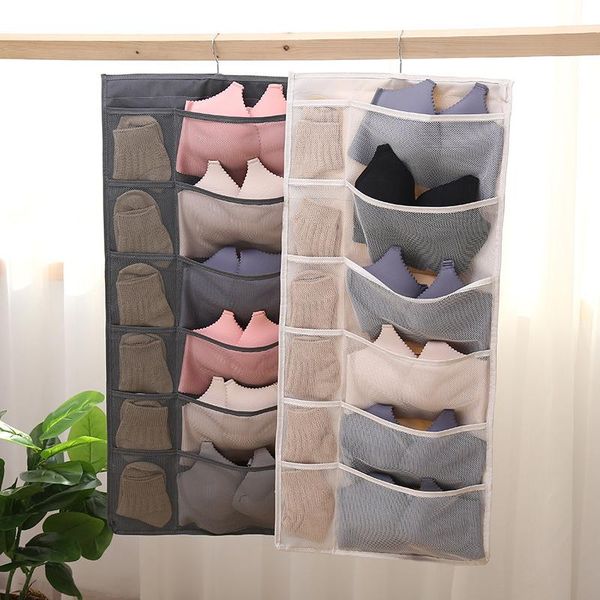 

foldable hanging organizer underware bra socks wardrobe storage bag multi pockets oxford fabric hang boxes & bins