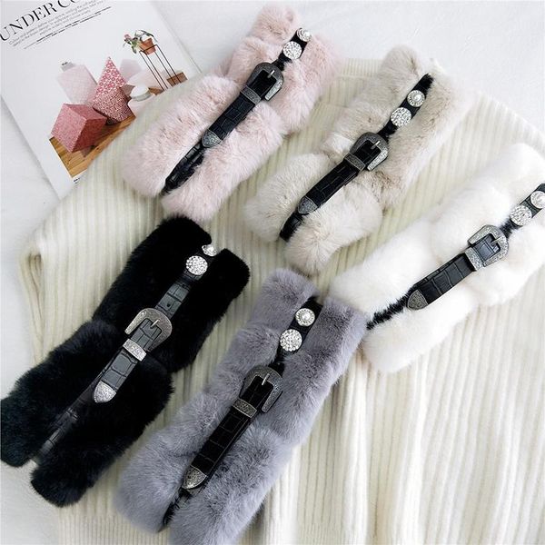 

scarves kasure women winter warm faux fur loop scarf fashion thicken collar soft hairy warmer shawl elegant, Blue;gray