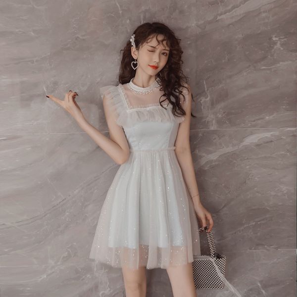 

dress arrival fashions as elegant ladies'party wear sleeveless perspective cool temperament to, Black;gray