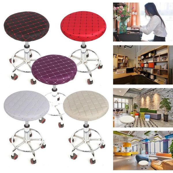 

chair covers 14" bar stool round cover elastic seat home slipcover floral plaid