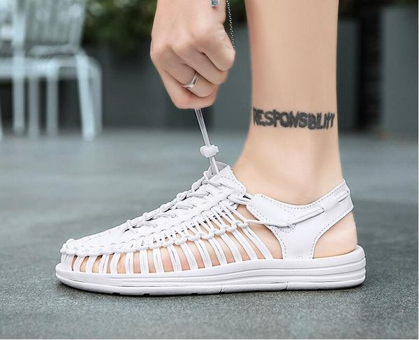 

Summer Sandals Beach Rope Woven Hollow Black and White Blue Red Size 39-44