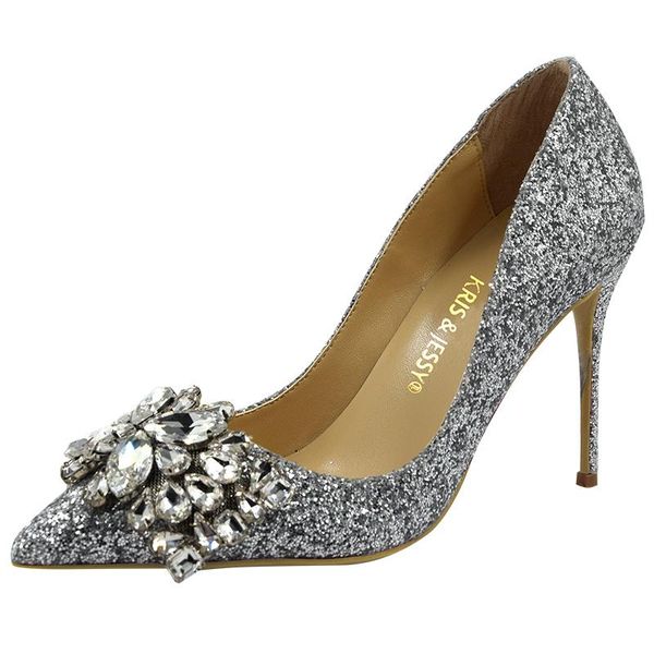 

dress shoes customized color big size 34-45 luxury women high heels glitter rhinestones buckle fashion party wedding, Black