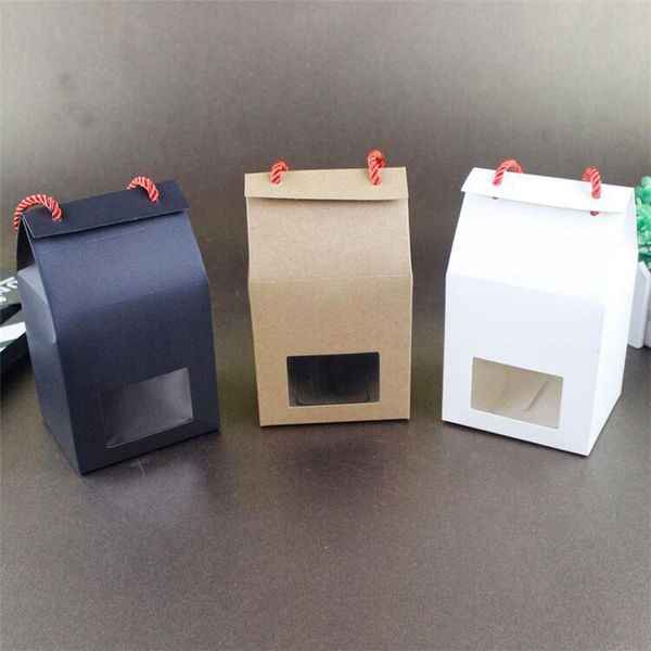 

gift wrap diy kraft paper boxes with clear window candy chocolate packaging rope handle wedding favor box