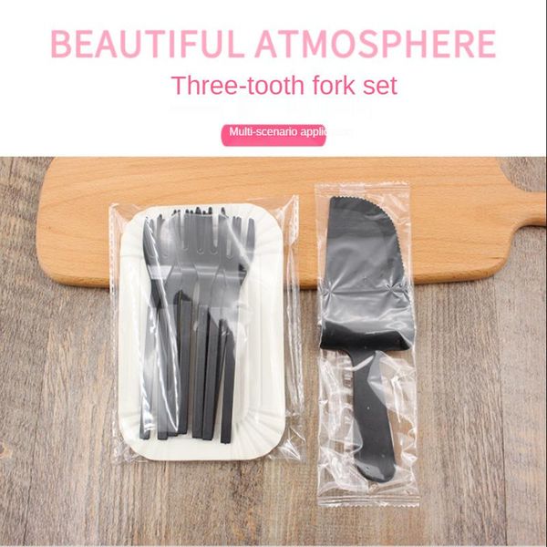 

disposable dinnerware cake cutlery set three-tooth fork birthday