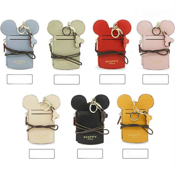 

cartoon ear letter happy dream lanyard neck strap card holder name credit card holders coin purse kids, White