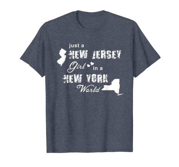

just a new jersey girl in a new york world t shirt printing, White;black