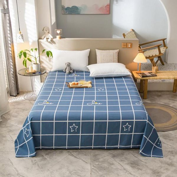 

sheets & sets classic fashion lattice star dark blue bed sheet sabana flat home soft and comfortable 160*230cm