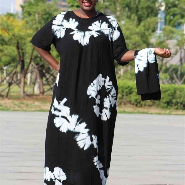 

dashikiage black cotton soft textured comfortable dress with a big scarf 210329, Black;gray