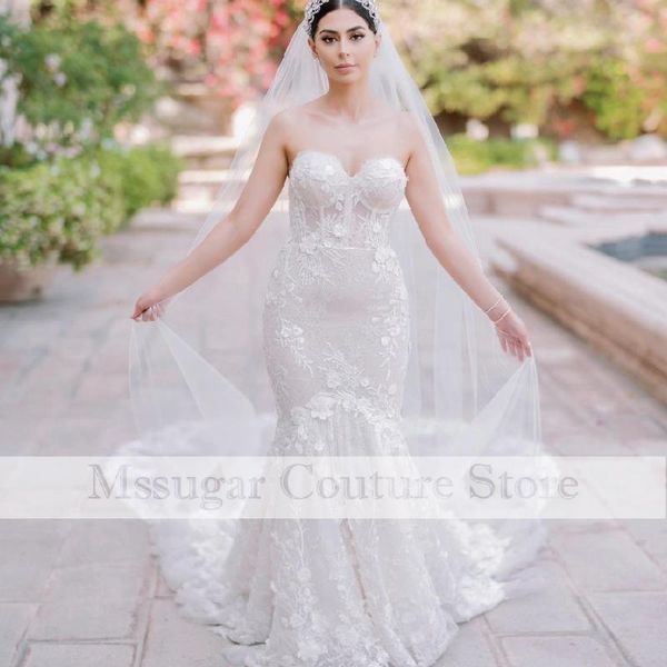 

other wedding dresses 2021 lace mermaid strapless appliques gowns custom made robe de mariage, White