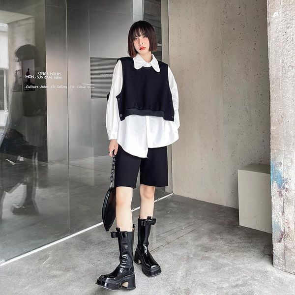 

women's two piece pants ladies waistcoat long sleeve shirt sets spring and autumn thin + knitted with, White