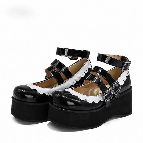 

dress shoes 2021 women pump mary janes female single roune toe ankle strap buckle high heels girls cosplay japanese style, Black