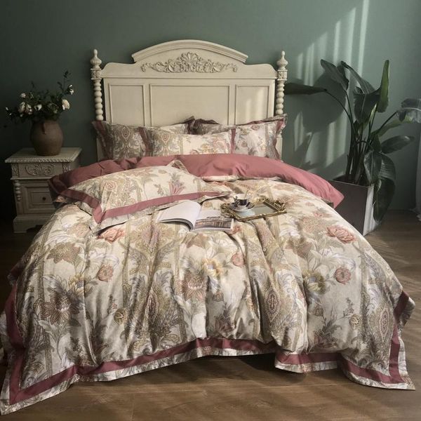

bedding sets vintage pastoral style set 300tc egyptian cotton silky soft king size bed sheet pillowcase duvet cover 4pcs for home