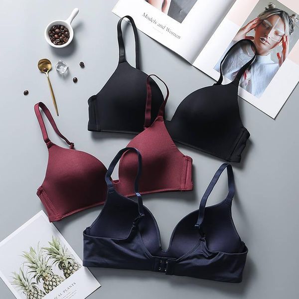 

bras seamless bra for women push up soft no wire brassiere ab cup underwear girl lingerie three quarters(3/4 cup), Red;black