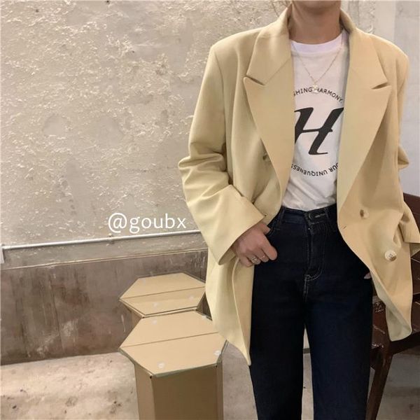 

women's knits & tees 2021spring and autumn korean style loose casual graceful suit jacket fried street high-grade top, White