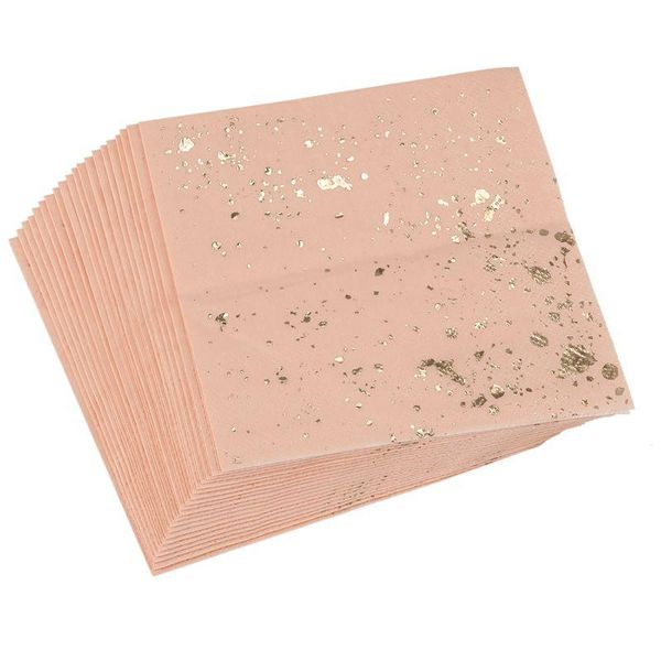 

disposable dinnerware gold blocking pink marble texture tableware set paper napkins party wedding carnival supplies pa