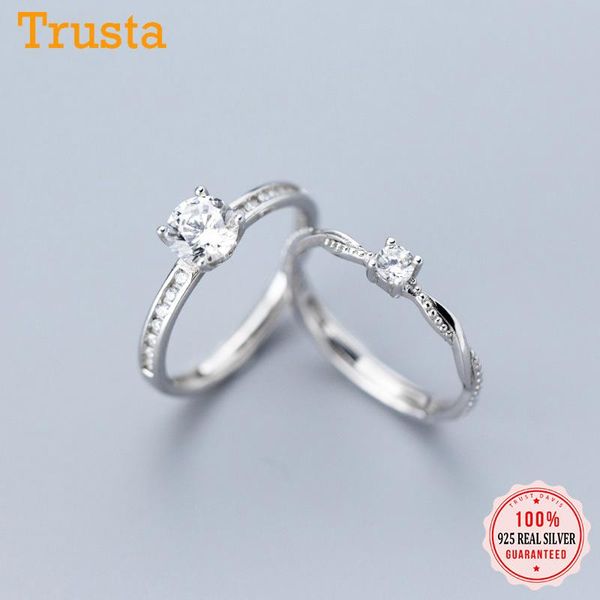 

cluster rings trustdavis genuine 925 sterling silver simple cute dazzling square cz open finger ring for women gilr jewelry dt09, Golden;silver