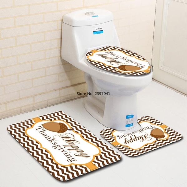 

toilet seat covers 3pcs set cover bathroom mat home decoration carpet printing absorbent non-slip doormats flannel rug