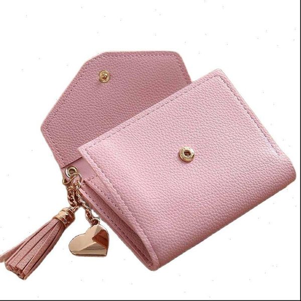 

pu faux leather small wallet women tassel mini female wallets purses short coin zipper purse credit card girls hasp holder, Red;black