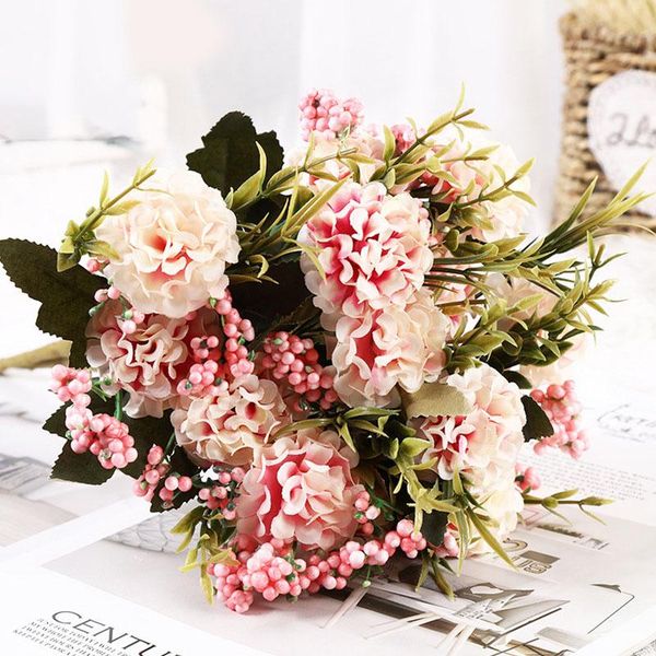 

heads artificial flower pearl living room decoration accessories wedding hydrangeas fake flowers home decor decorative & wreaths