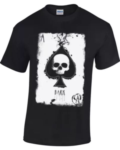 

ace of spades t-shirt man woman gothic skull, White;black