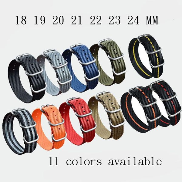 

watch bands men nylon band single-layer 18 19 20 21 22 23 24mm slip-thru strap for blue black bracelet ciitizen, Black;brown