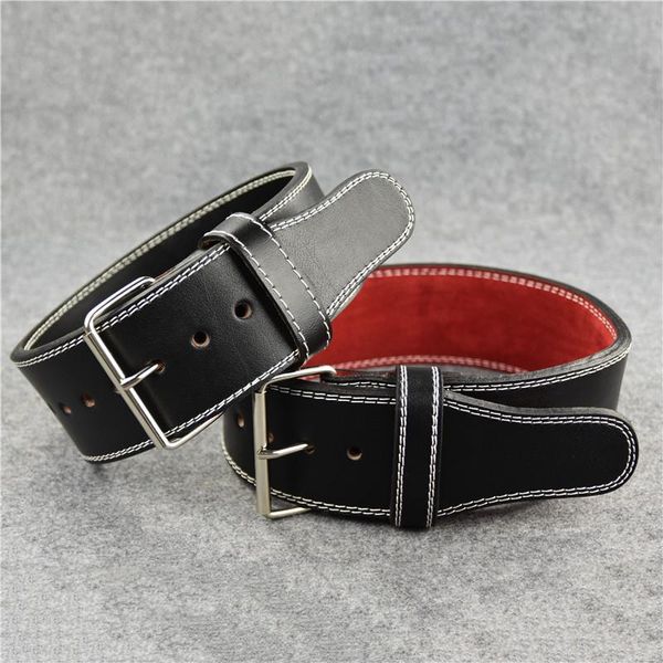 

leather weight lifting belt gym fitness back support weightlifting sport belts men women waist, Black;gray