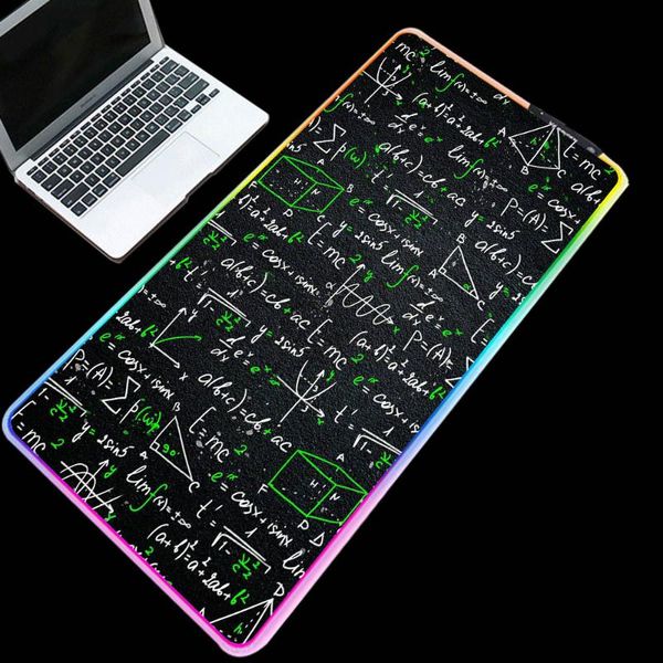 

mouse pads & wrist rests personalized math text rgb black background luminous led usb gamer accessories lapcountermat mousepad xxl g