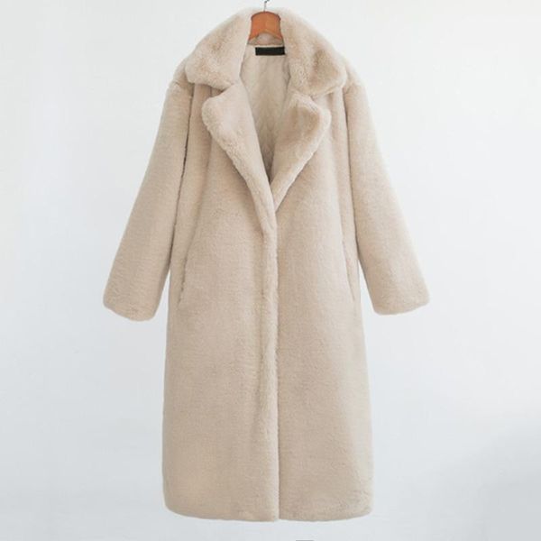

women's fur & faux ladies leather long coats femme pockets soft mink women trendy street style loose short outwear winter, Black