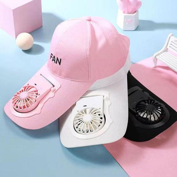 

electric fans portable usb charging fan hat adjustable summer sunscreen sports baseball caps uv protect visors mini cooler 2021