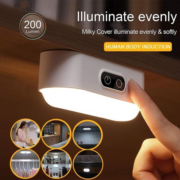 

book lights usb led under cabinet pir motion sensor rechargeable / battery cupboard wardrobe auto-sensing car trunk night light