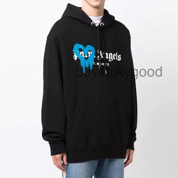 

factory outlet brand hoodie plain angel angels love graffiti spray, letter cap, sweater, loose fitting men and women all match sweater tide., Black