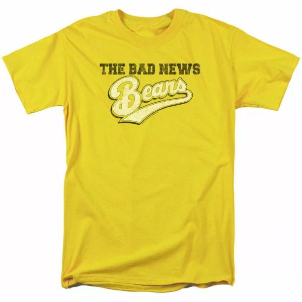 

the bad news bears logo t shirt mens licensed retro movie yellow, White;black