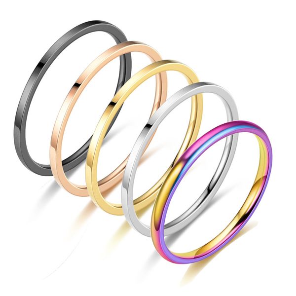

2mm titanium ring fashion rose gold lovers rings mix size 4 to 11, Silver