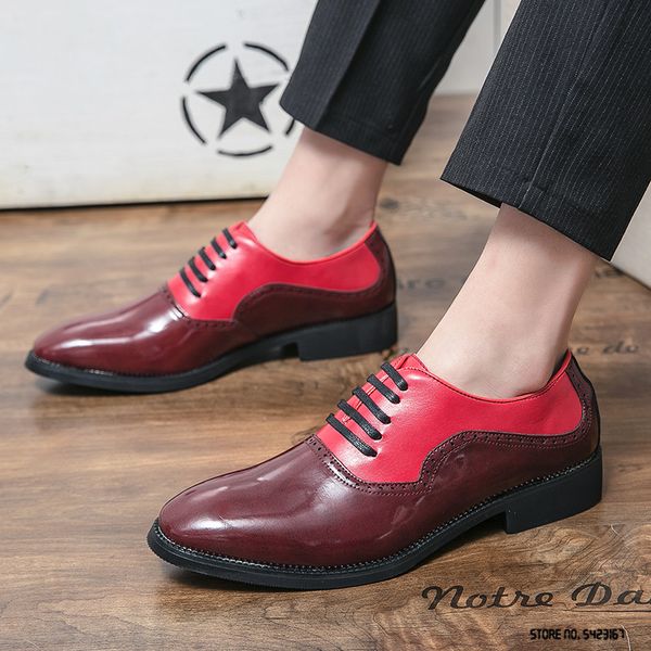 2021 Street Fashion Mischfarben Leder Wohnungen Oxford Bullock Schuhe Für Männer Casual Formale Kleid Hochzeit Sapatos Tenis Masculino